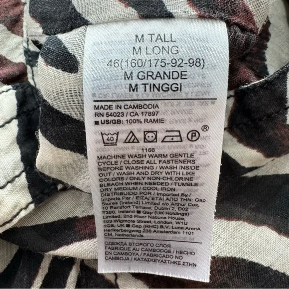 Banana Republic Ramie Utility Shirt Women Medium Tall Safari Zebra Print - Picture 11 of 13